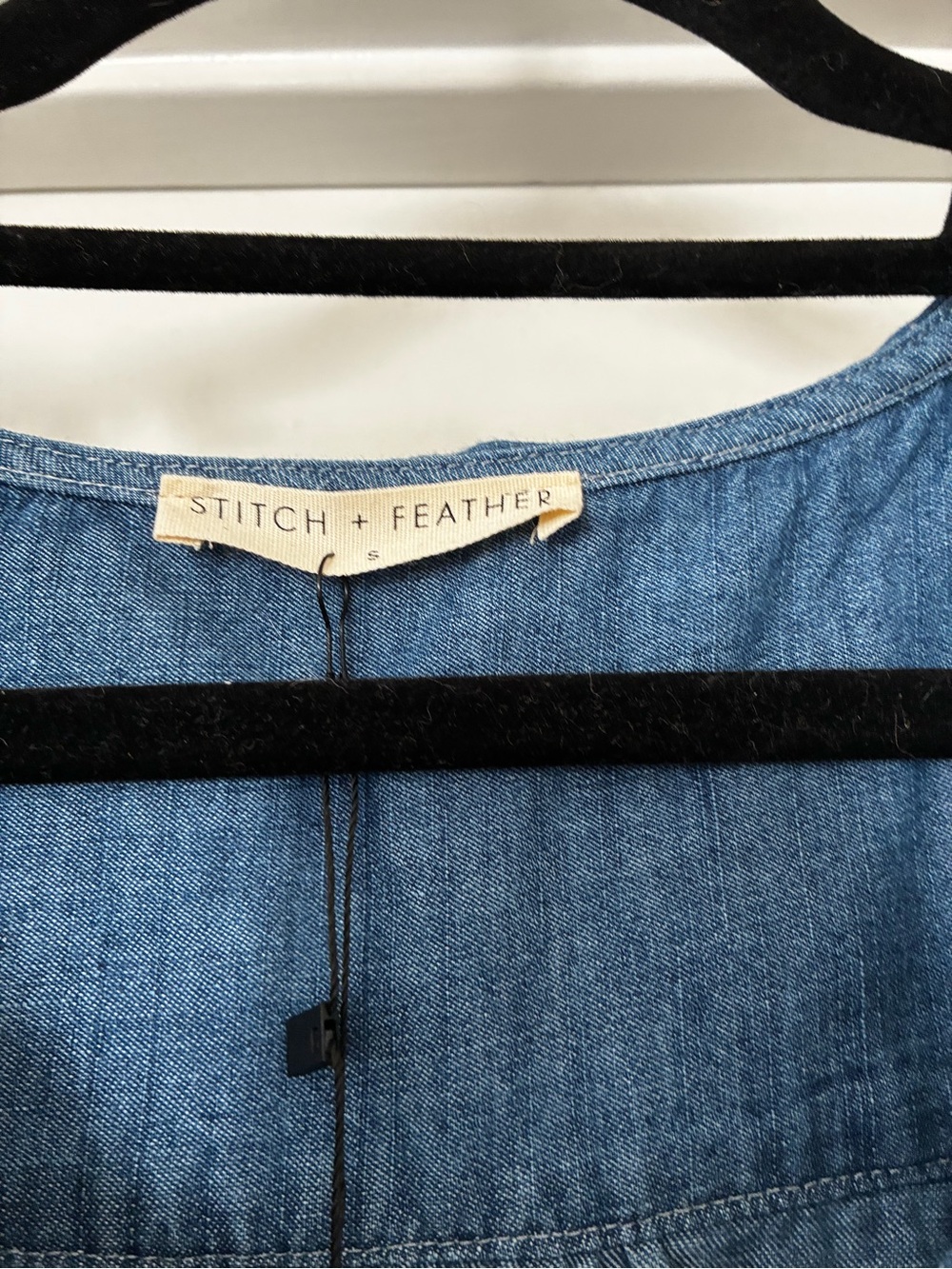 Washed Denim Ruffle-Front Blouse - Blue - Picture 4 of 6